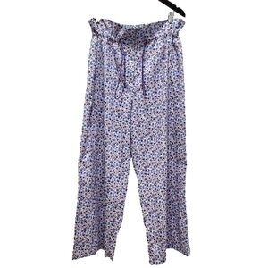 The Label Edition Zoe Floral Wide Leg Violet Pant Size Medium